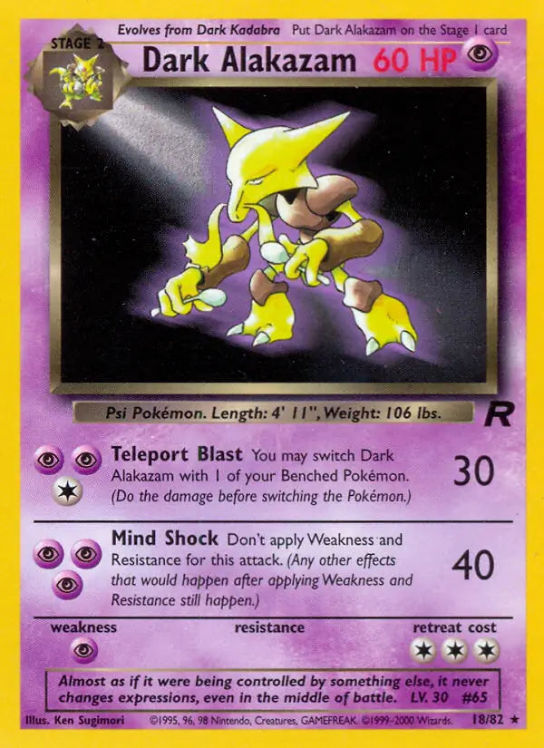 Dark Alakazam (18) 18/82 Team Rocket