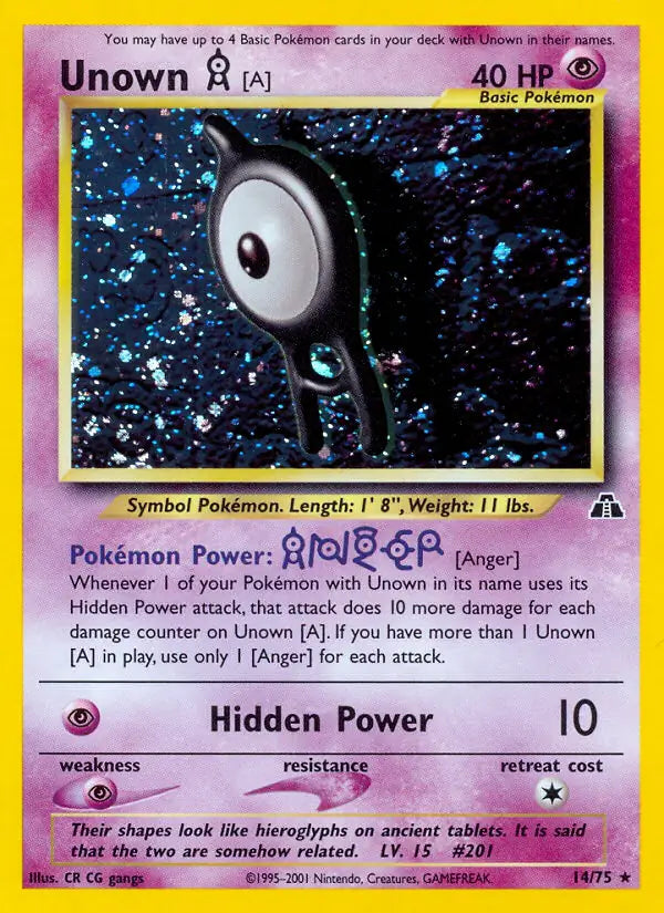 Unown [A] 14/75 Holo Neo Discovery [Unlimited]