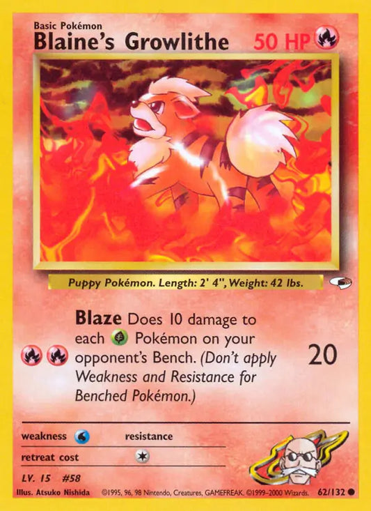 Blaine's Growlithe (62) 062/132 Gym Heroes [Unlimited]