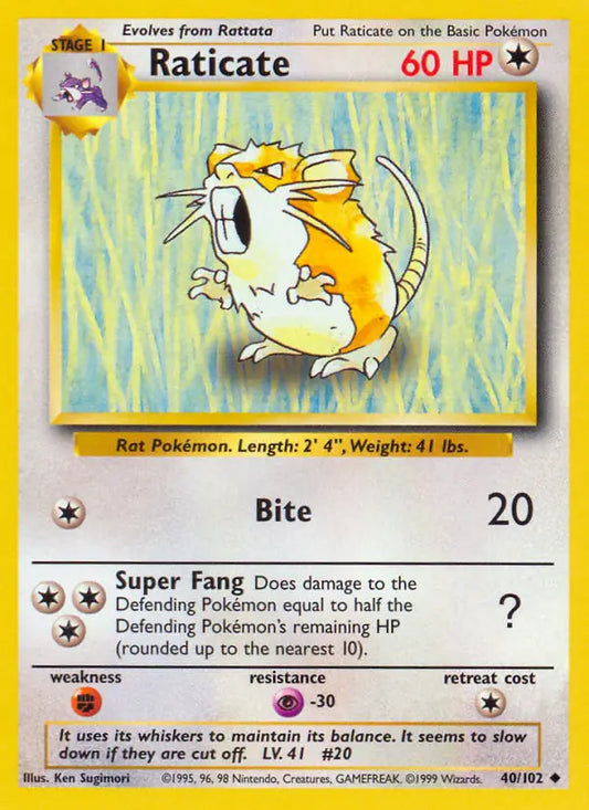 Raticate (40/102) [Base Set - Unlimited]