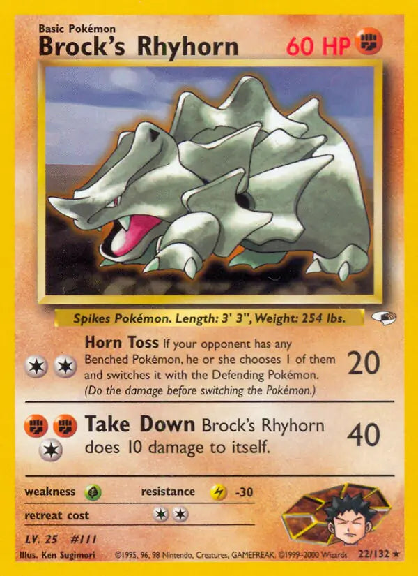 Brock's Rhyhorn (22) 022/132 Gym Heroes [Unlimited]