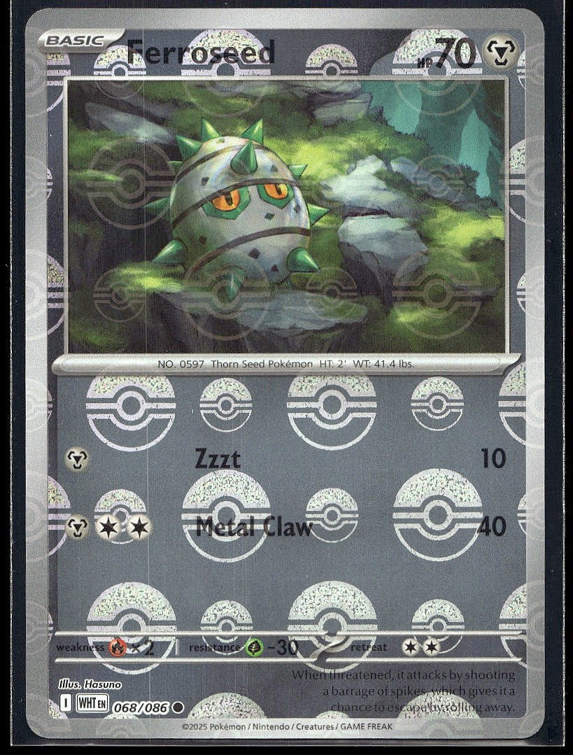 Ferroseed (Poke Ball Pattern) 068/086 SV: White Flare Holo LP