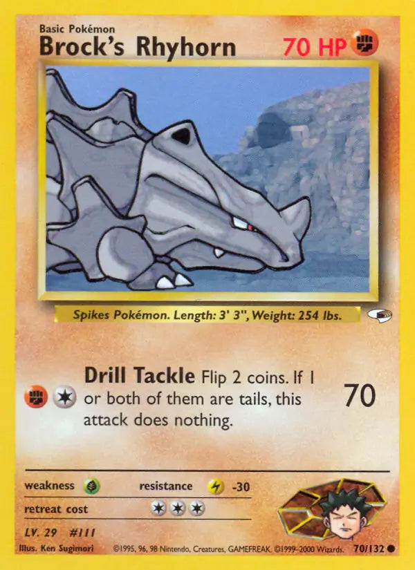 Brock's Rhyhorn (70) 070/132 Gym Heroes [Unlimited]