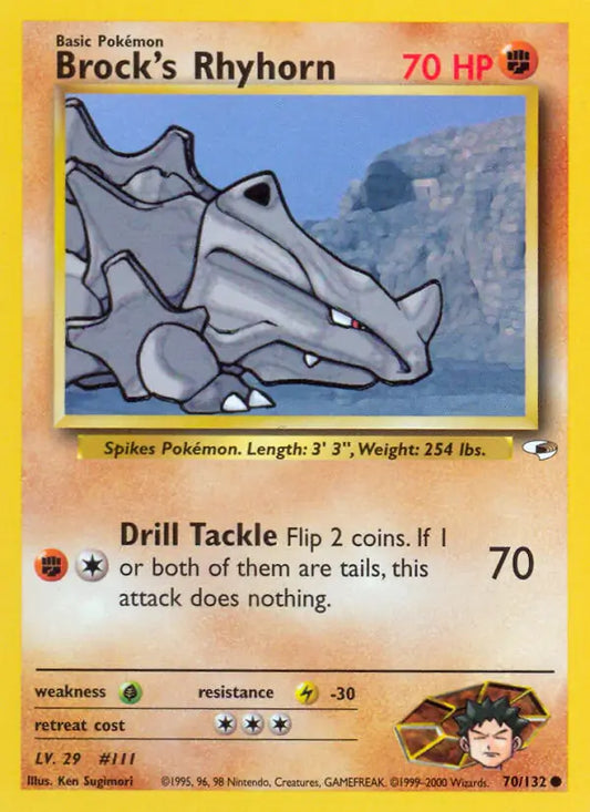 Brock's Rhyhorn (70) 070/132 Gym Heroes [Unlimited]