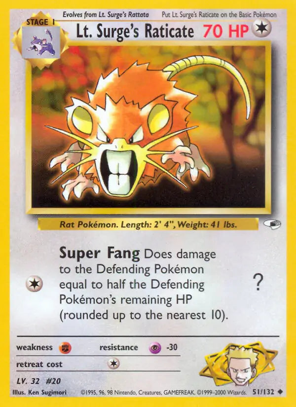 Lt. Surge's Raticate 051/132 Gym Heroes [Unlimited]