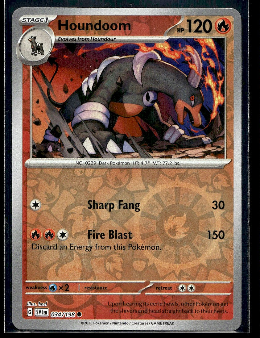 Houndoom - 034/198 SV01: Scarlet & Violet Base Set Reverse Holo LP