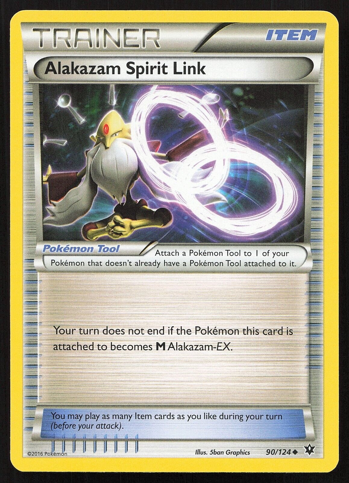 Pokemon TCG - Alakazam Spirit Link - 90/124 - Fates Collide - Moderately Played