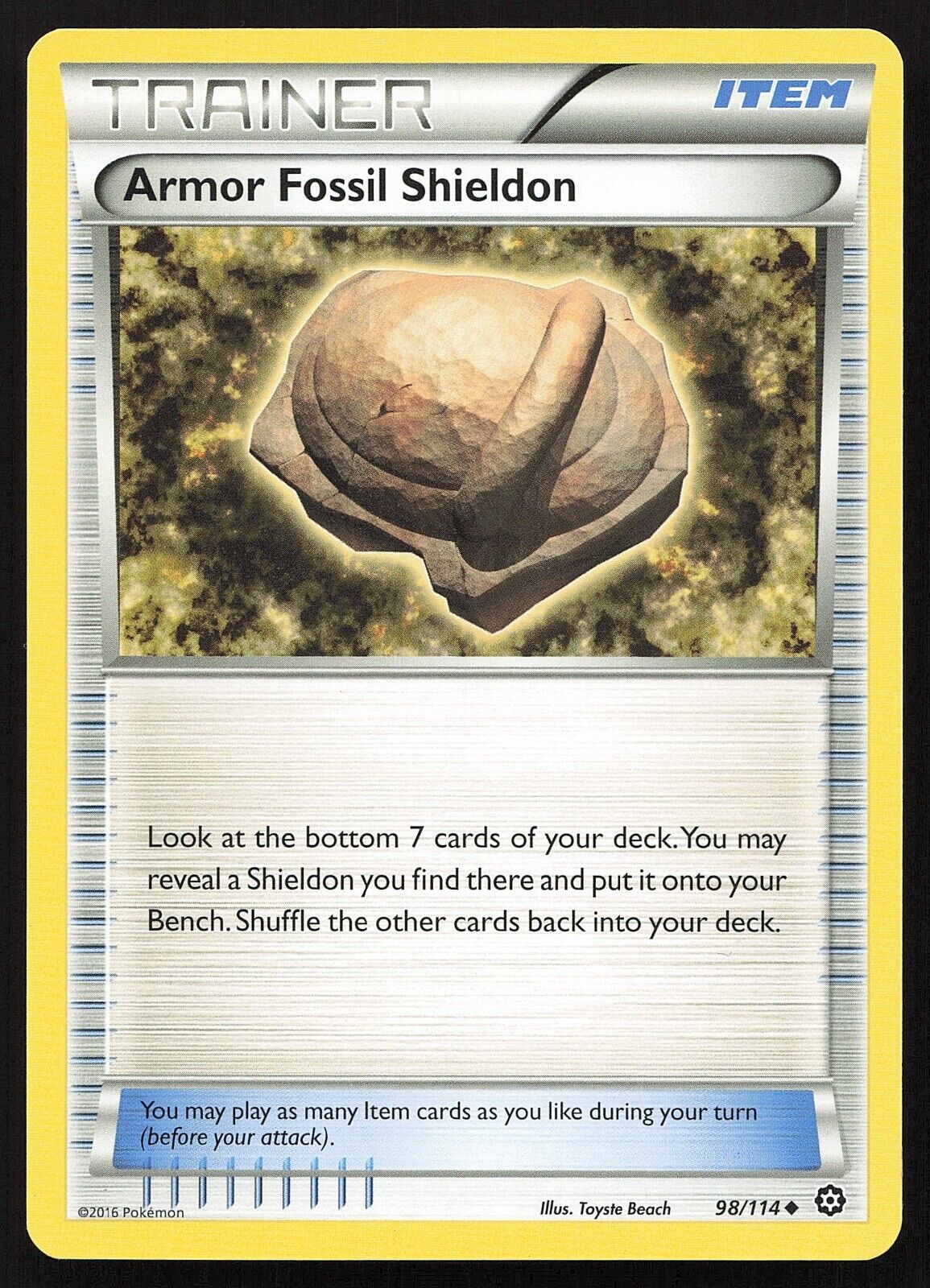 Pokemon TCG Armor Fossil Shieldon 98/114 Steam Siege Trainer Uncommon MP