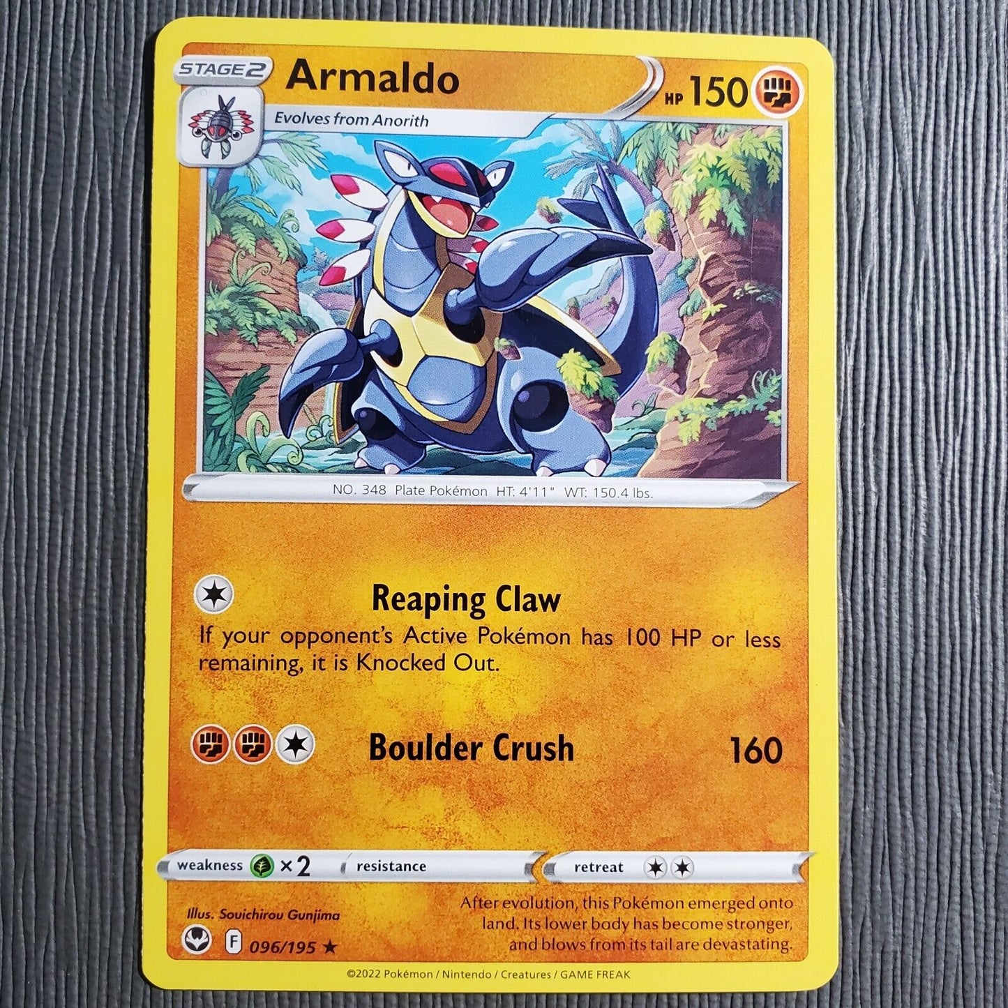 Pokemon TCG Armaldo 096/195 Silver Tempest Regular Rare Moderately Played