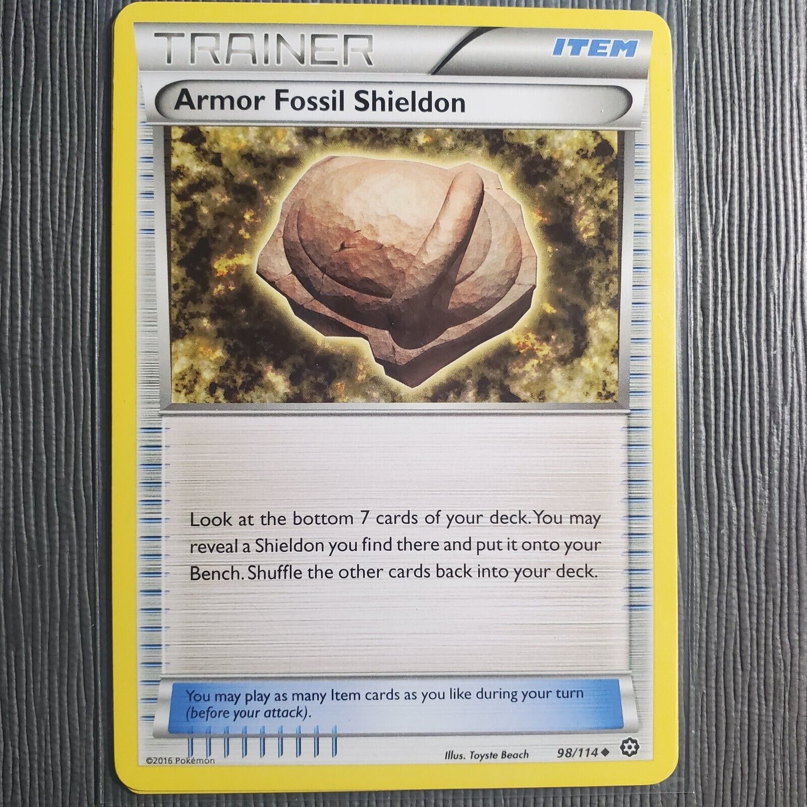 Pokemon TCG Armor Fossil Shieldon 98/114 Steam Siege Trainer Uncommon MP