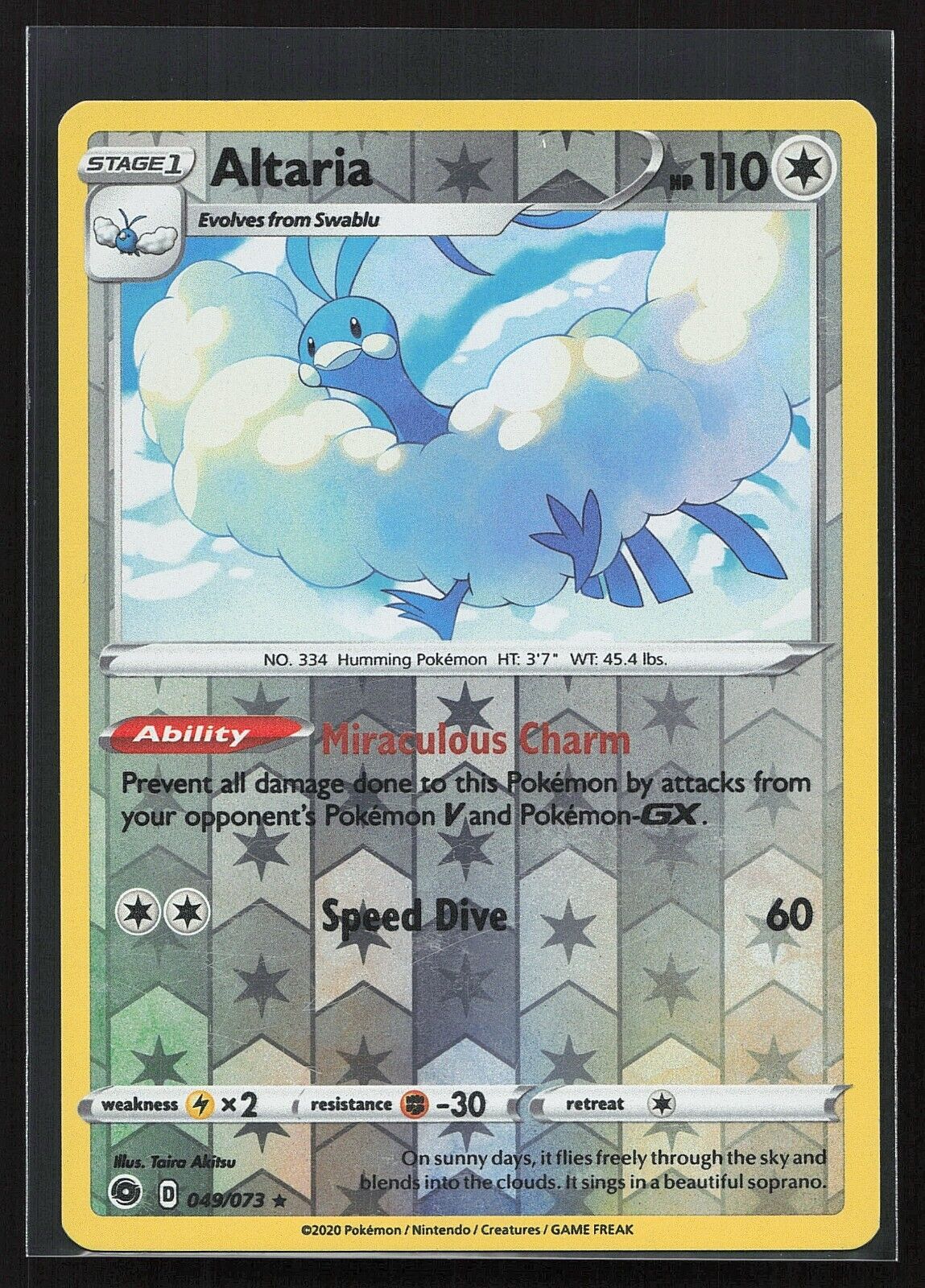 Pokemon TCG Altaria [Reverse Holo] 049/073 Champion's Path Colorless Rare MP