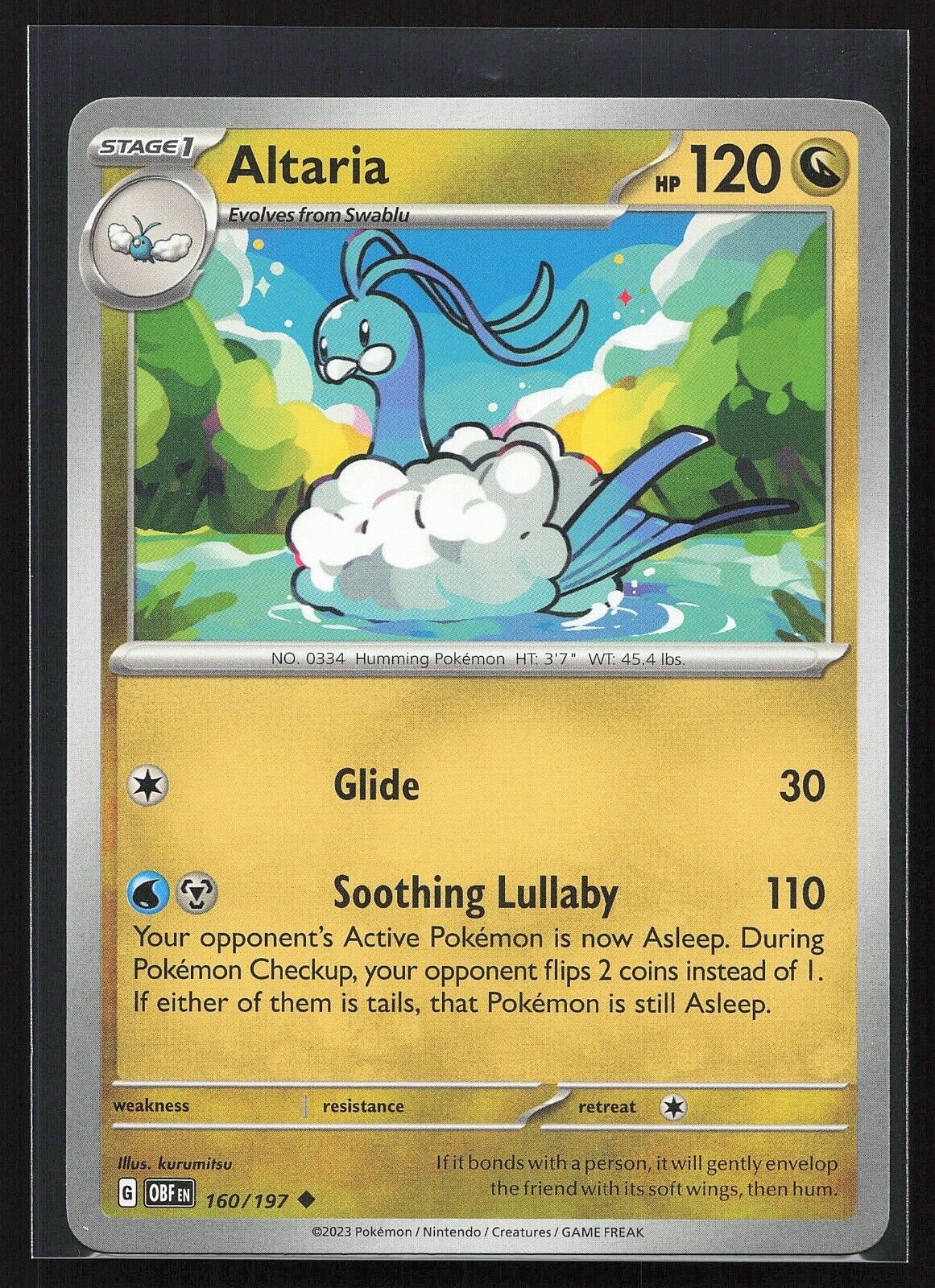 Pokemon TCG Altaria 160/197 Obsidian Flames Uncommon Lightly Played Dragon Card