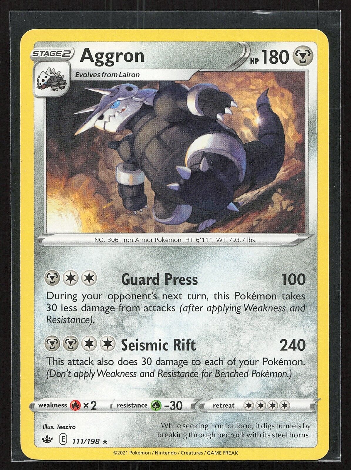 Pokemon TCG Aggron 111/198 Chilling Reign Regular Rare MP