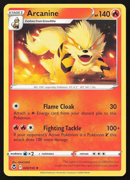 Pokemon TCG - Arcanine - 020/195 - Silver Tempest - Regular - Rare - MP