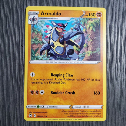 Pokemon TCG Armaldo 096/195 Silver Tempest Regular Rare Near Mint