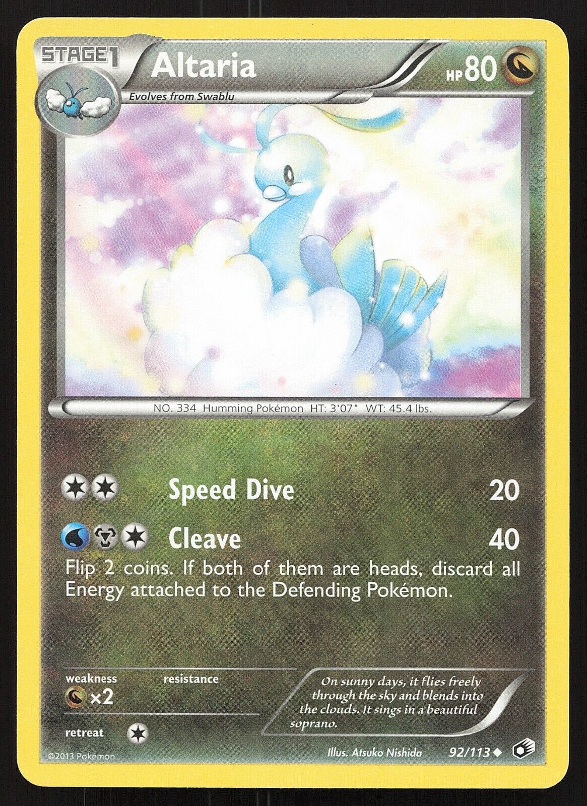 Pokemon TCG Altaria 92/113 Legendary Treasures Regular Uncommon MP