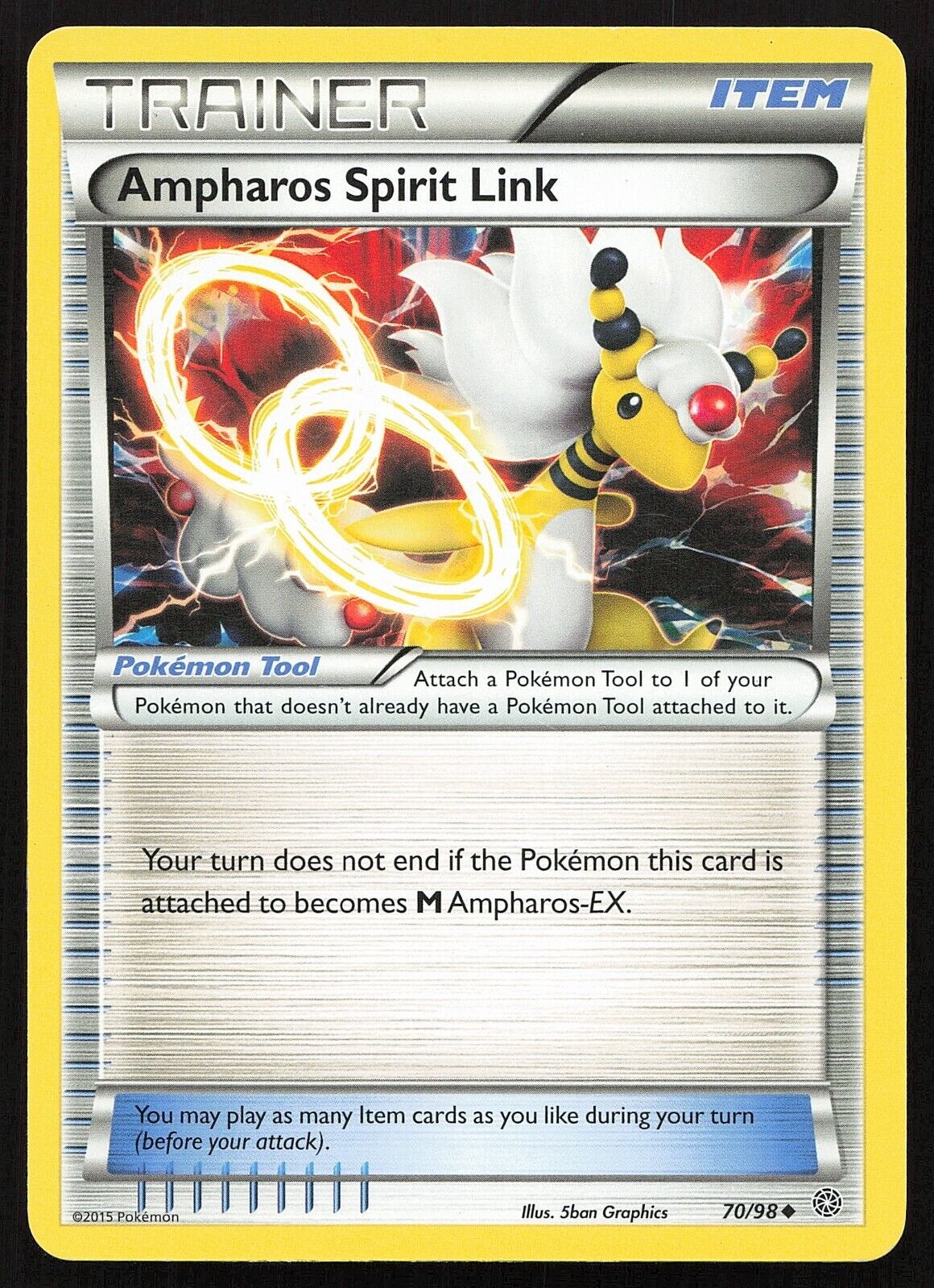 Pokemon TCG Ampharos Spirit Link 70/98 Ancient Origins Trainer Uncommon MP