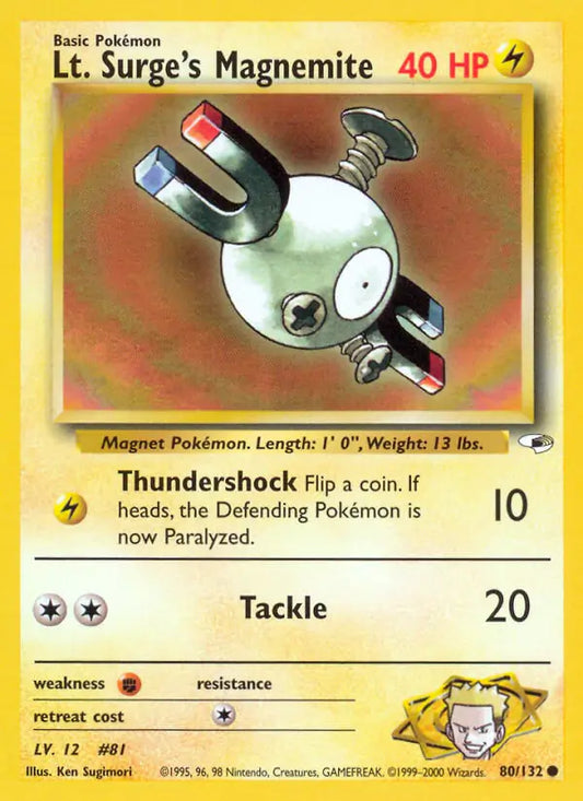 Lt. Surge's Magnemite (80) 080/132 Gym Heroes [Unlimited]