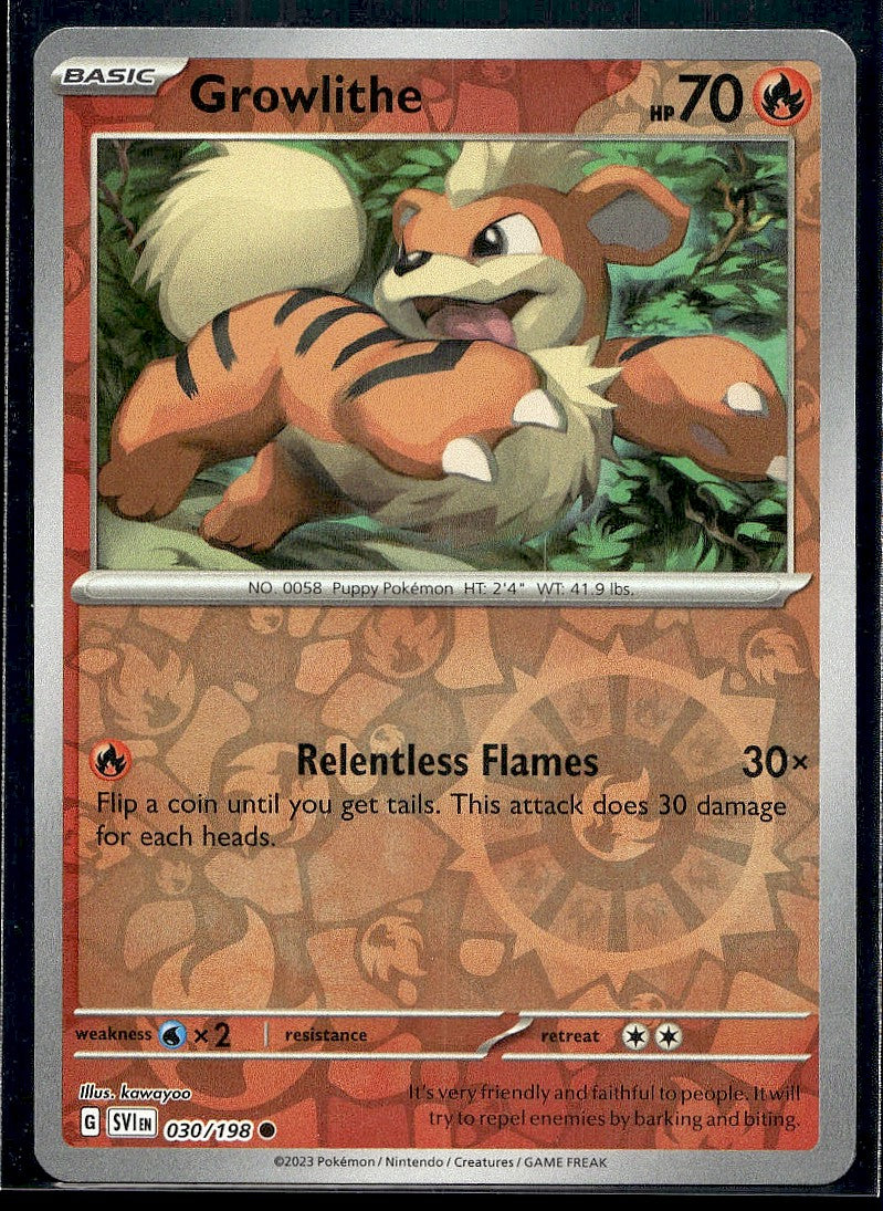 Growlithe - 030/198 SV01: Scarlet & Violet Base Set Reverse Holo LP
