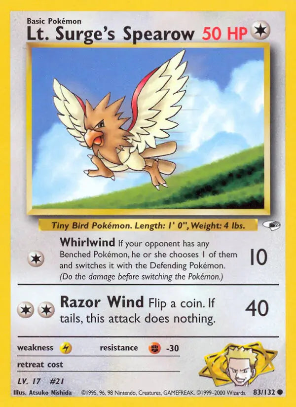 Lt. Surge's Spearow (83) 083/132 Gym Heroes [Unlimited]