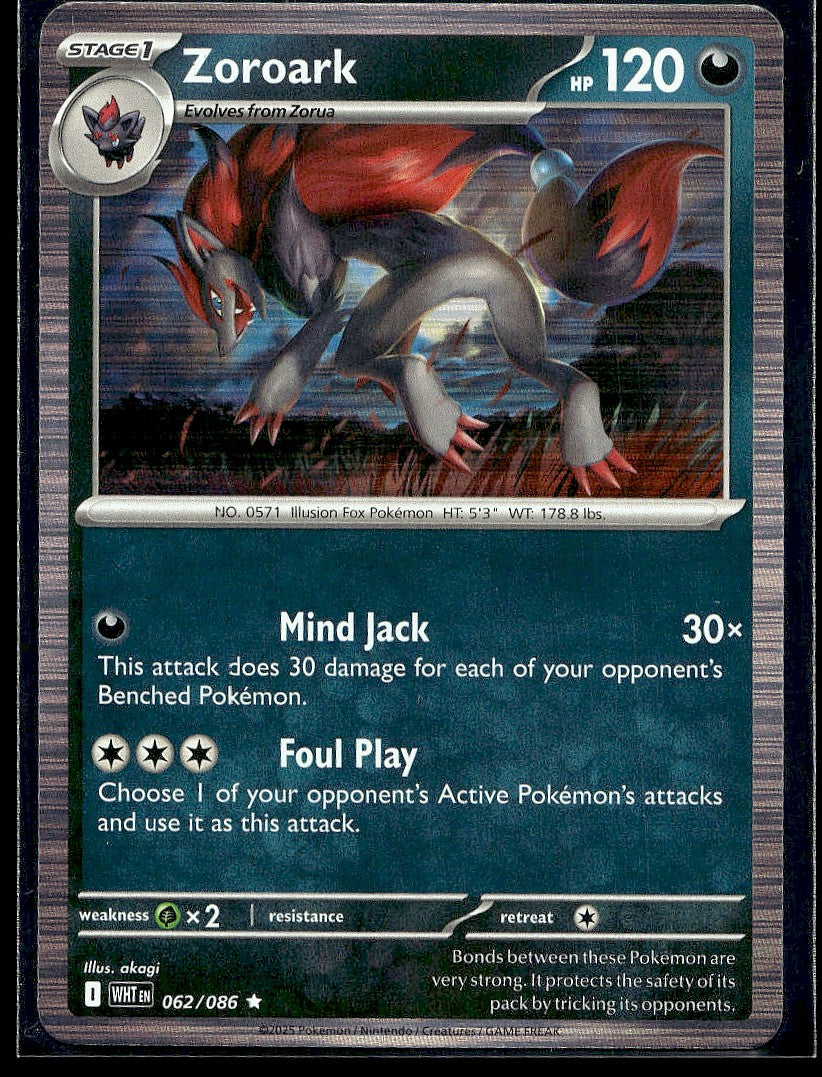 Zoroark 062/086 SV: White Flare Holo LP