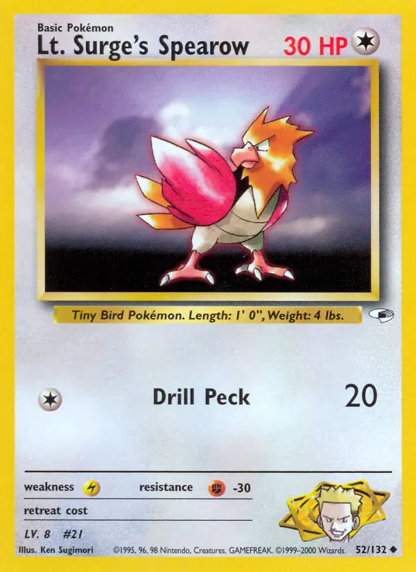 Lt. Surge's Spearow (52) 052/132 Gym Heroes [Unlimited]