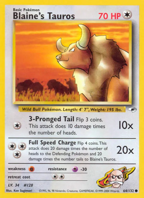 Blaine's Tauros 064/132 Gym Heroes [Unlimited]