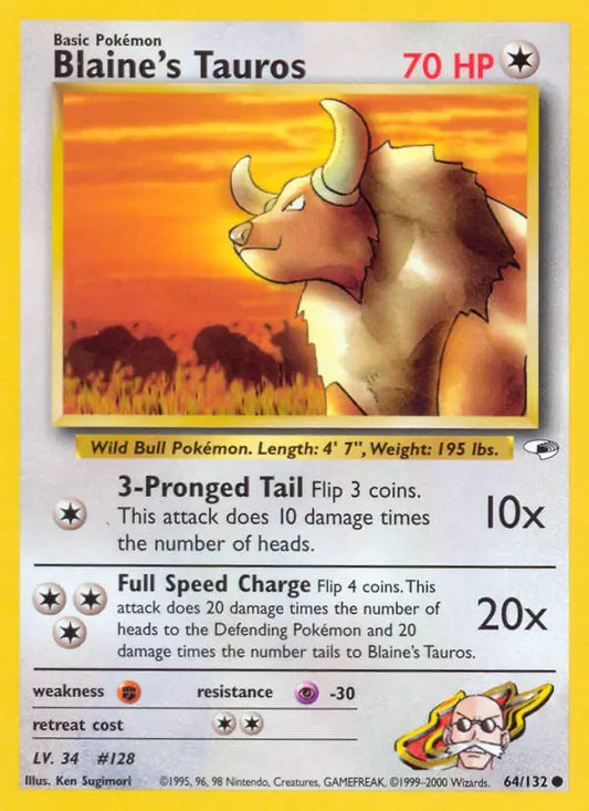 Blaine's Tauros 064/132 Gym Heroes [Unlimited]