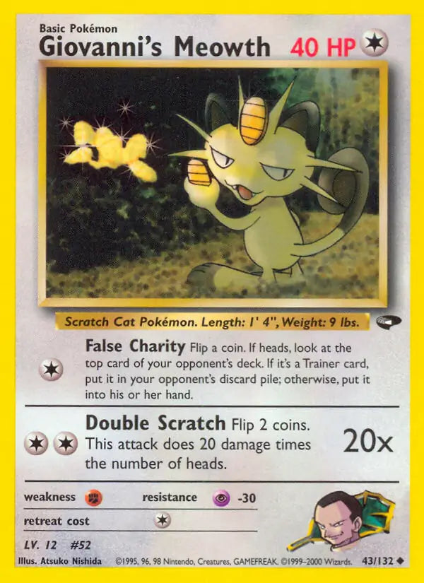 Giovanni's Meowth (43) 043/132 Gym Challenge [Unlimited]