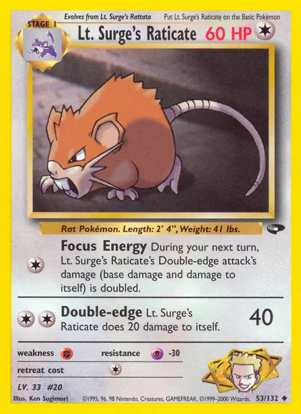 Lt. Surge's Raticate 053/132 Gym Challenge [Unlimited]