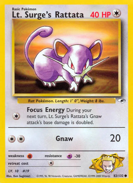 Lt. Surge's Rattata 082/132 Gym Heroes [Unlimited]