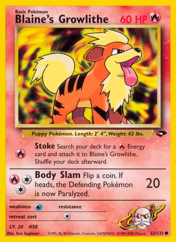 Blaine's Growlithe 062/132 Gym Challenge [Unlimited]