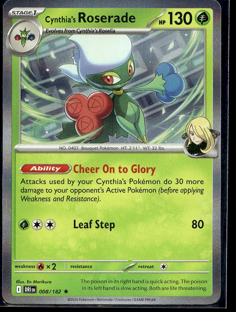 Cynthia's Roserade 008/182 SV10: Destined Rivals Holo LP