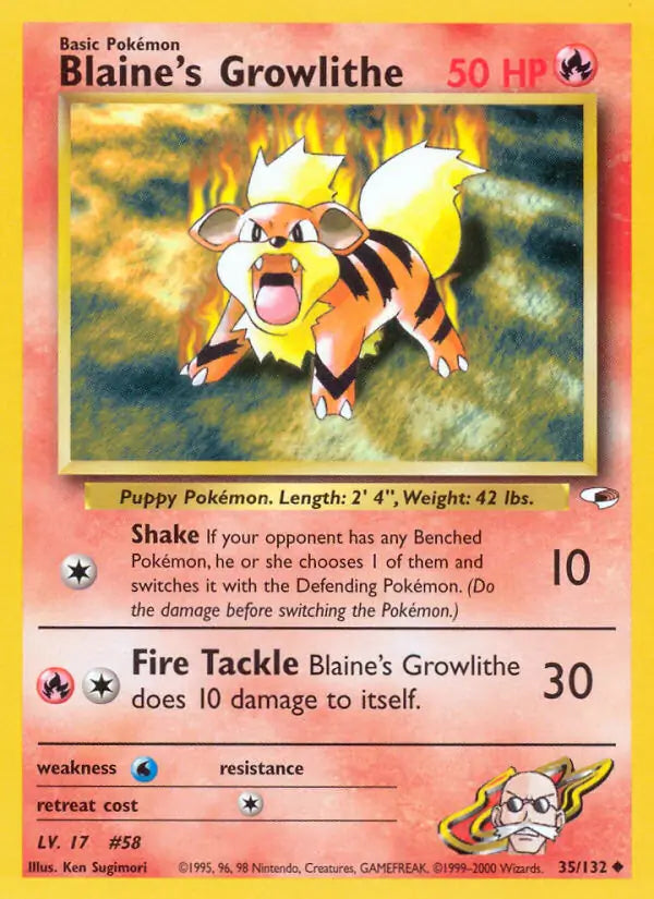 Blaine's Growlithe (35) 035/132 Gym Heroes [Unlimited]