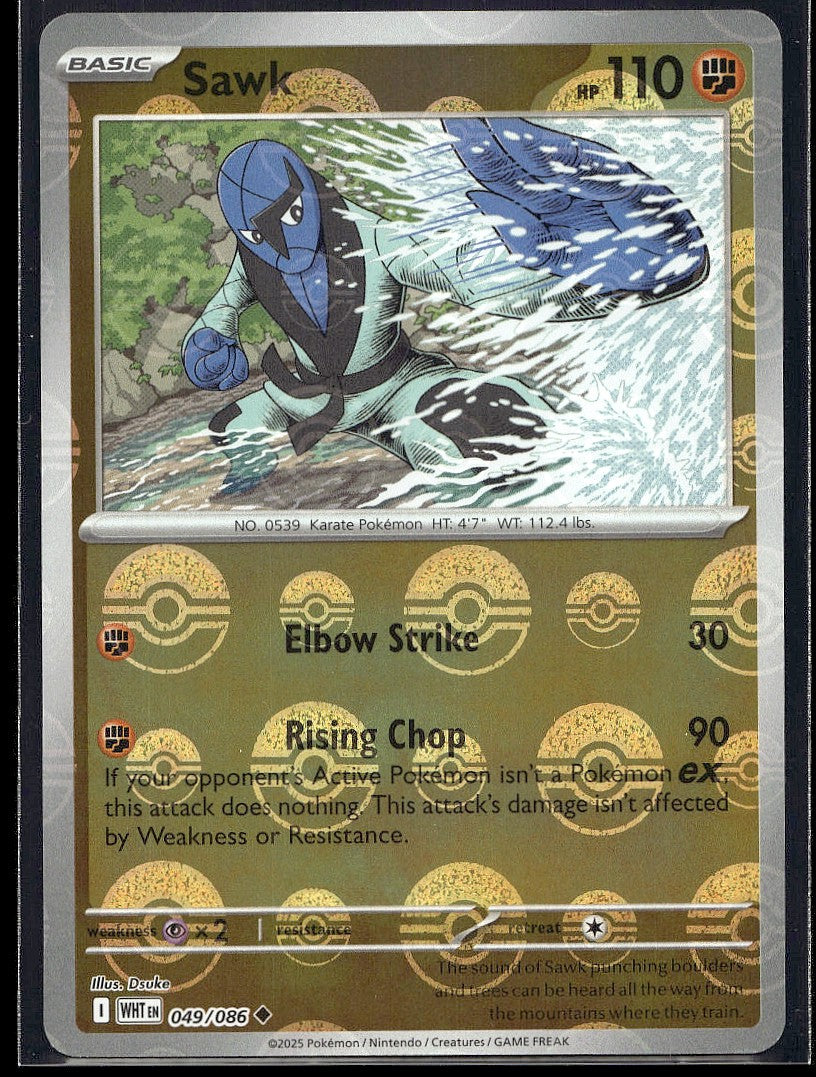 Sawk (Poke Ball Pattern) 049/086 SV: White Flare Holo LP