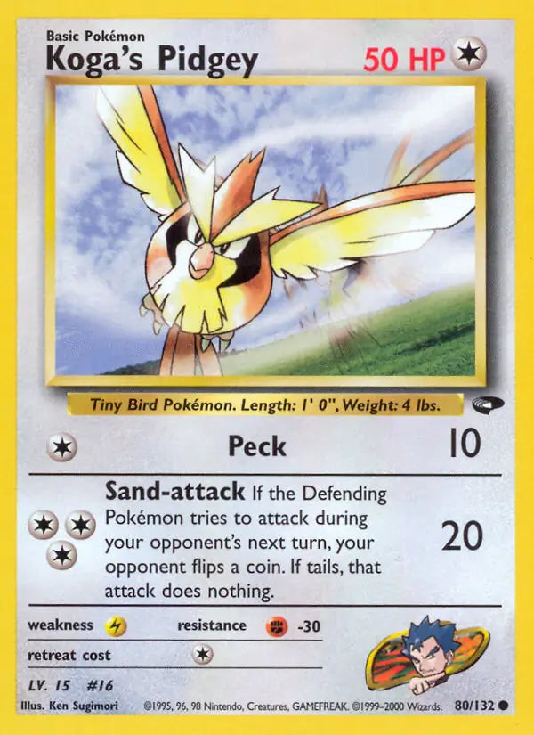 Koga's Pidgey (80) 080/132 Gym Challenge [Unlimited]
