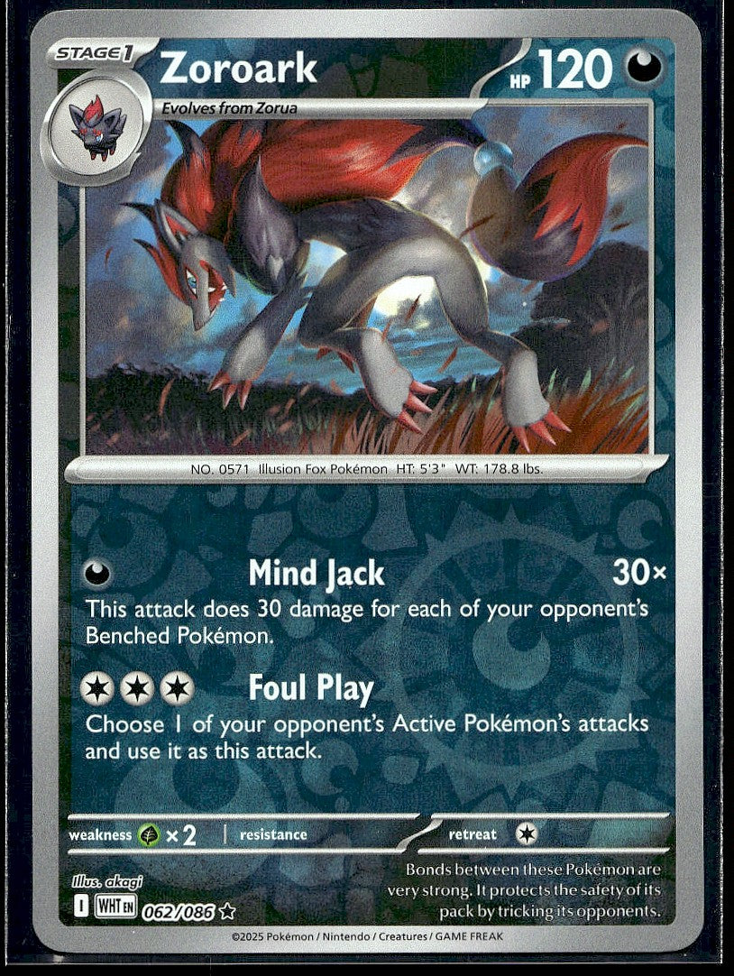 Zoroark 062/086 SV: White Flare Reverse Holo LP