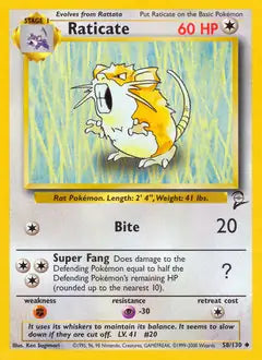 Raticate 058/130 Base Set 2