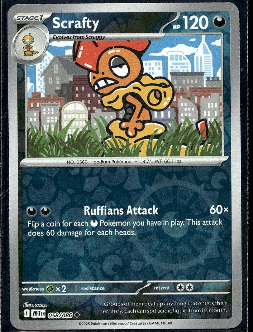 Scrafty 058/086 SV: White Flare Reverse Holo LP